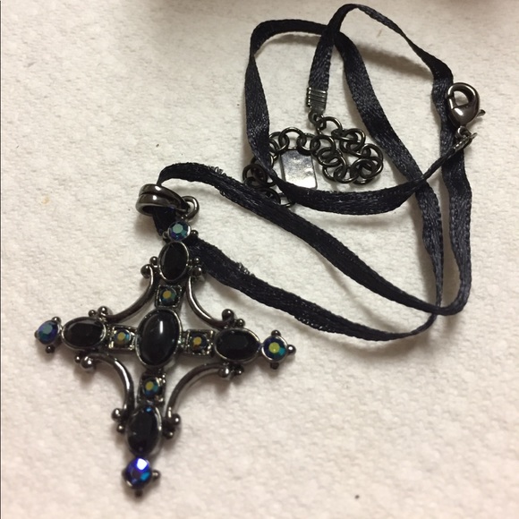 Anne Klein Jewelry - Anne Klein Black Rhinestone Cross Necklace