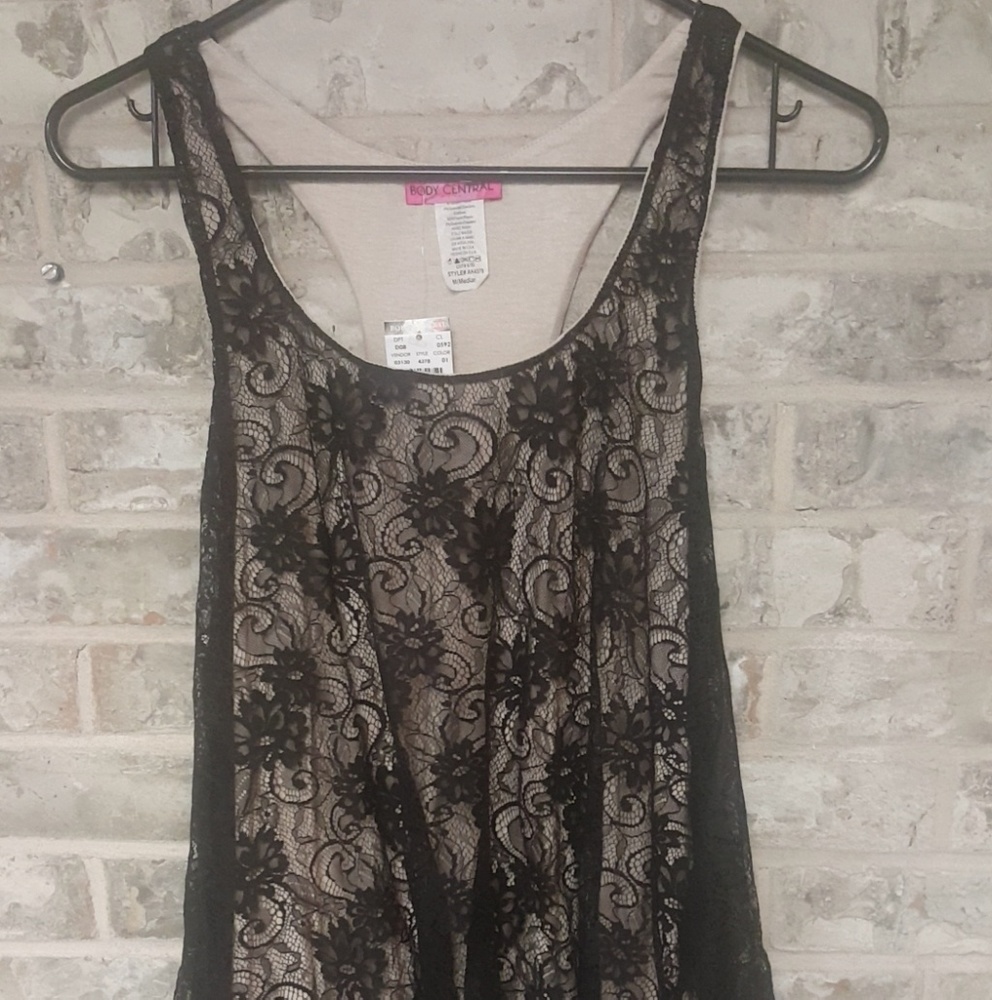 Body Central Lace Black & Tan Top