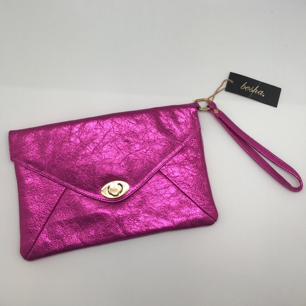 Argentinean Besha Hot Pink Metallic ClutchWristlet