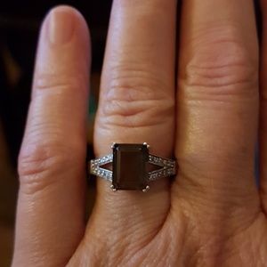 Silver ring with brown smokey quartz stone