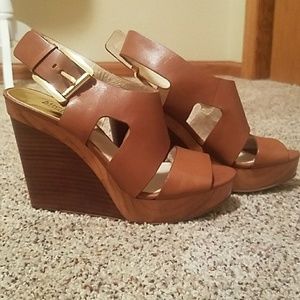 Michael Kors Brown leather wedges