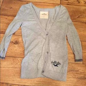 Grey button up Hollister sweater