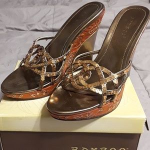 Bamboo Sequin Wedge Heels