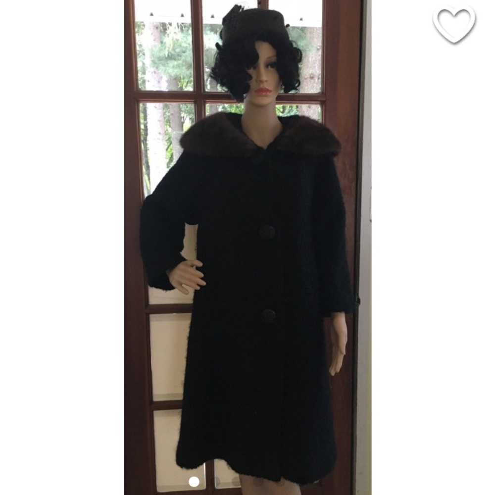 1960s Berroco Wool Coat with Fur Trim Neckline