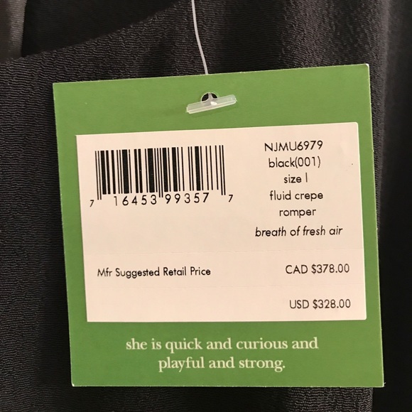 Kate Spade black romper-size L. NWT - Picture 4 of 6