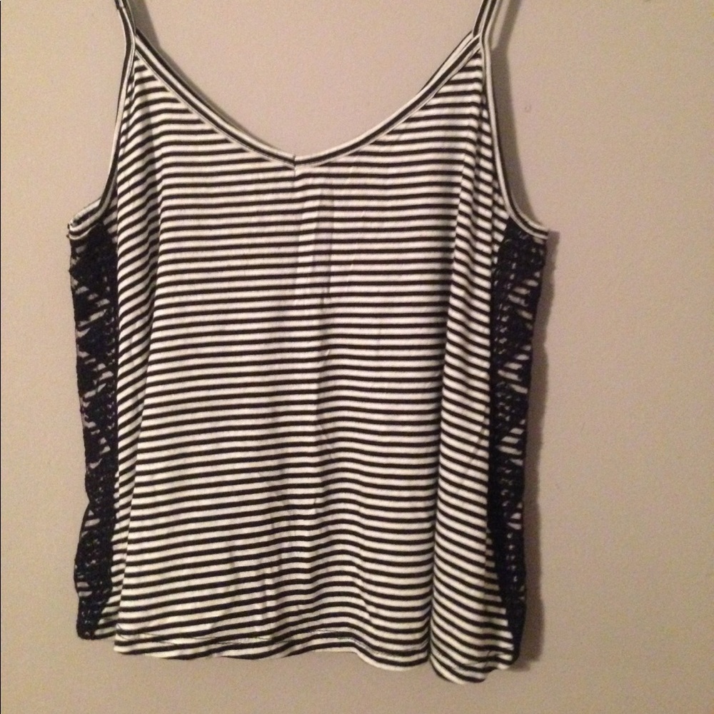 Charlotte Russe Striped Tank Top with Lace Sides
