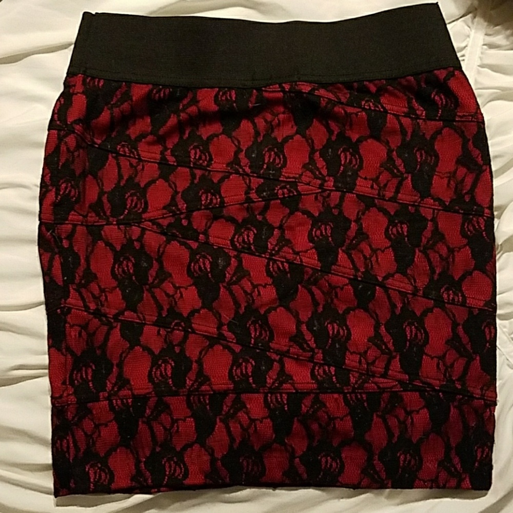 Red and black skirt with elastic band!