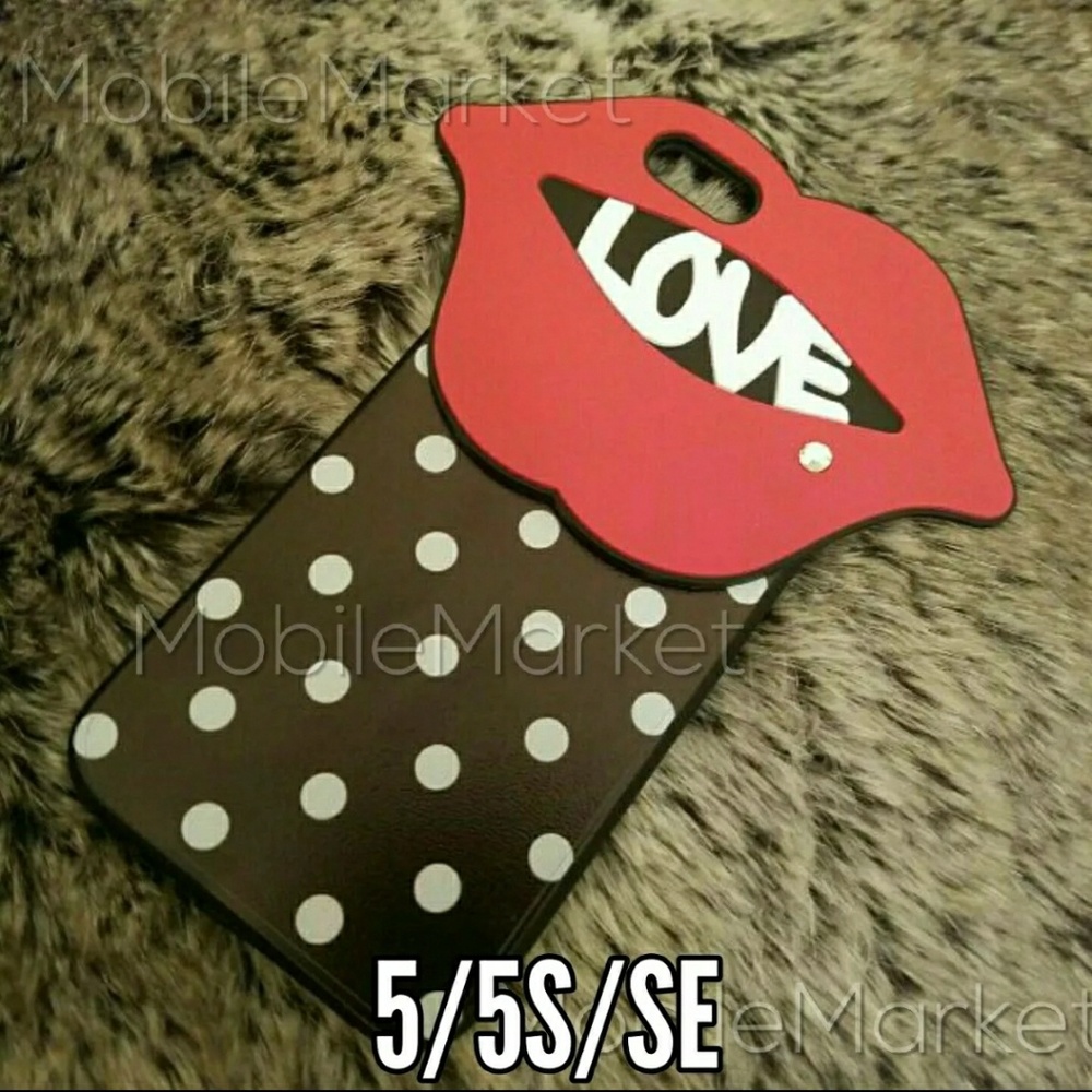 Red diamond bling ring lips iPhone 5 5s se case