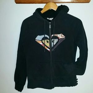 Ladies Black Roxy Hooded Sweatshirt