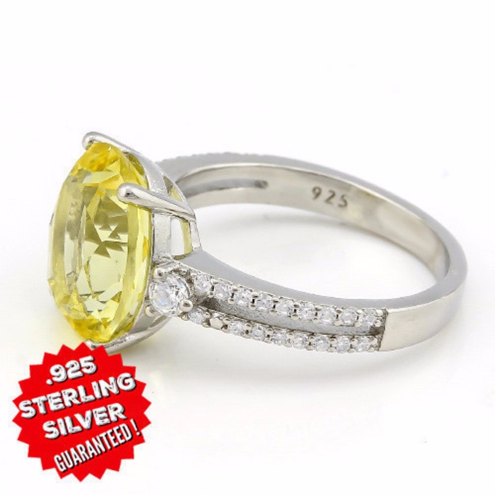 .925 Sterling Silver Yellow & White Sapphire Ring - Picture 2 of 8