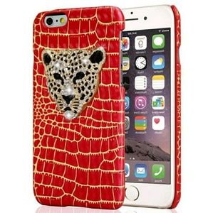 iPhone cheetah diamond bling red gold case