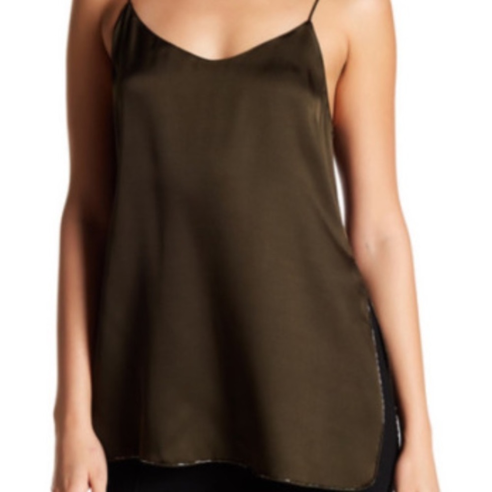 Theory 100% silk cami olive green size xs (P)