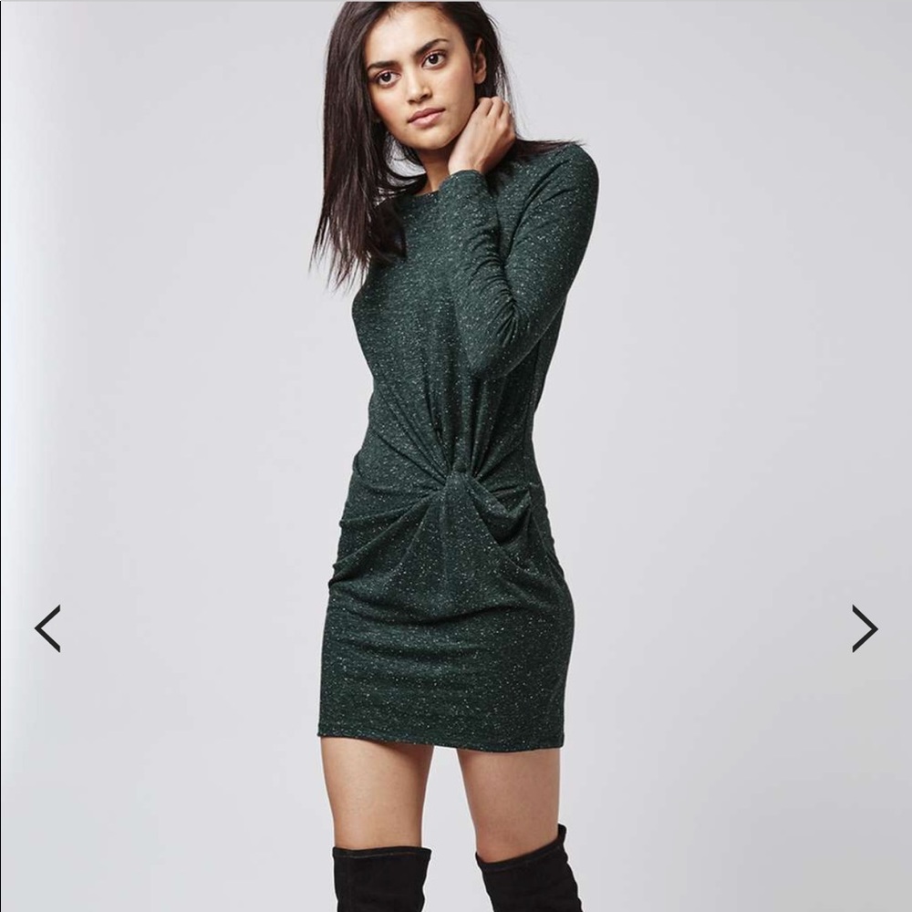 🚫🚫SOLD- Topshop Green knot front mini dress