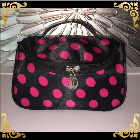 not branded Handbags - NWT Black w/Pink Polka Dot Makeup Bag