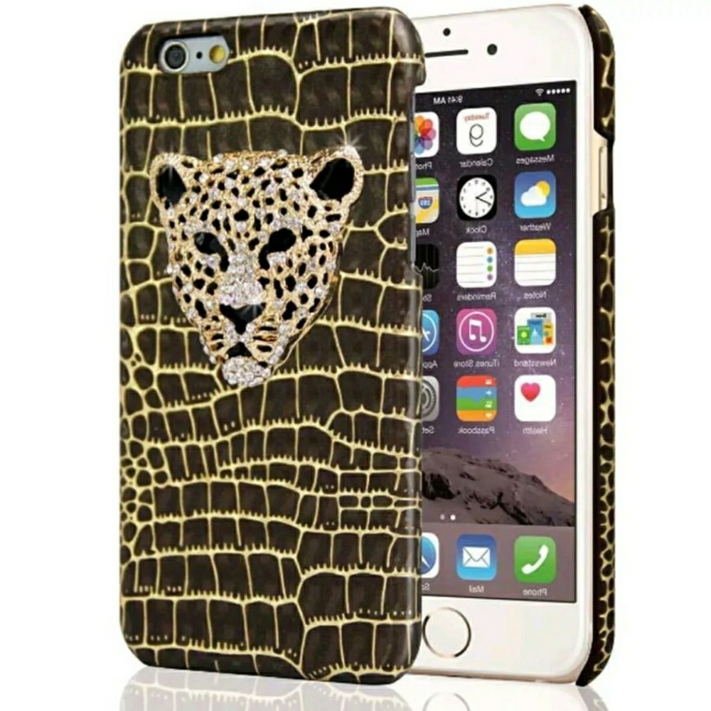 iPhone cheetah leopard diamond bling gold case
