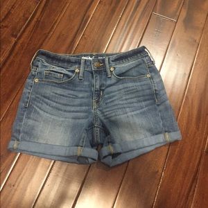 High Rise Midi Jean Shorts