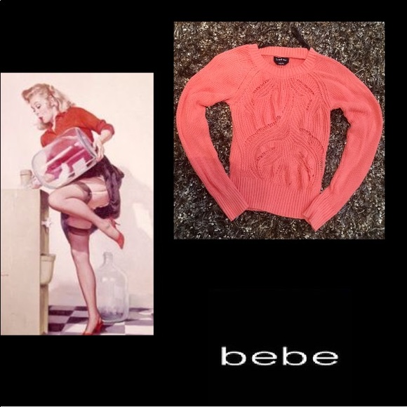 Bebe•Tangerine•Crochet•Cable Knit Sweater - Picture 2 of 6