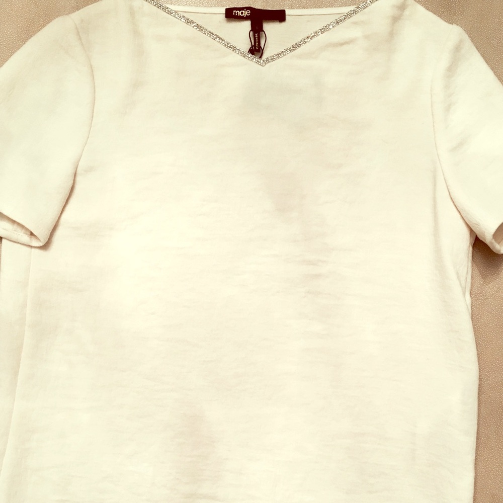Maje Cream Top with Silver trim