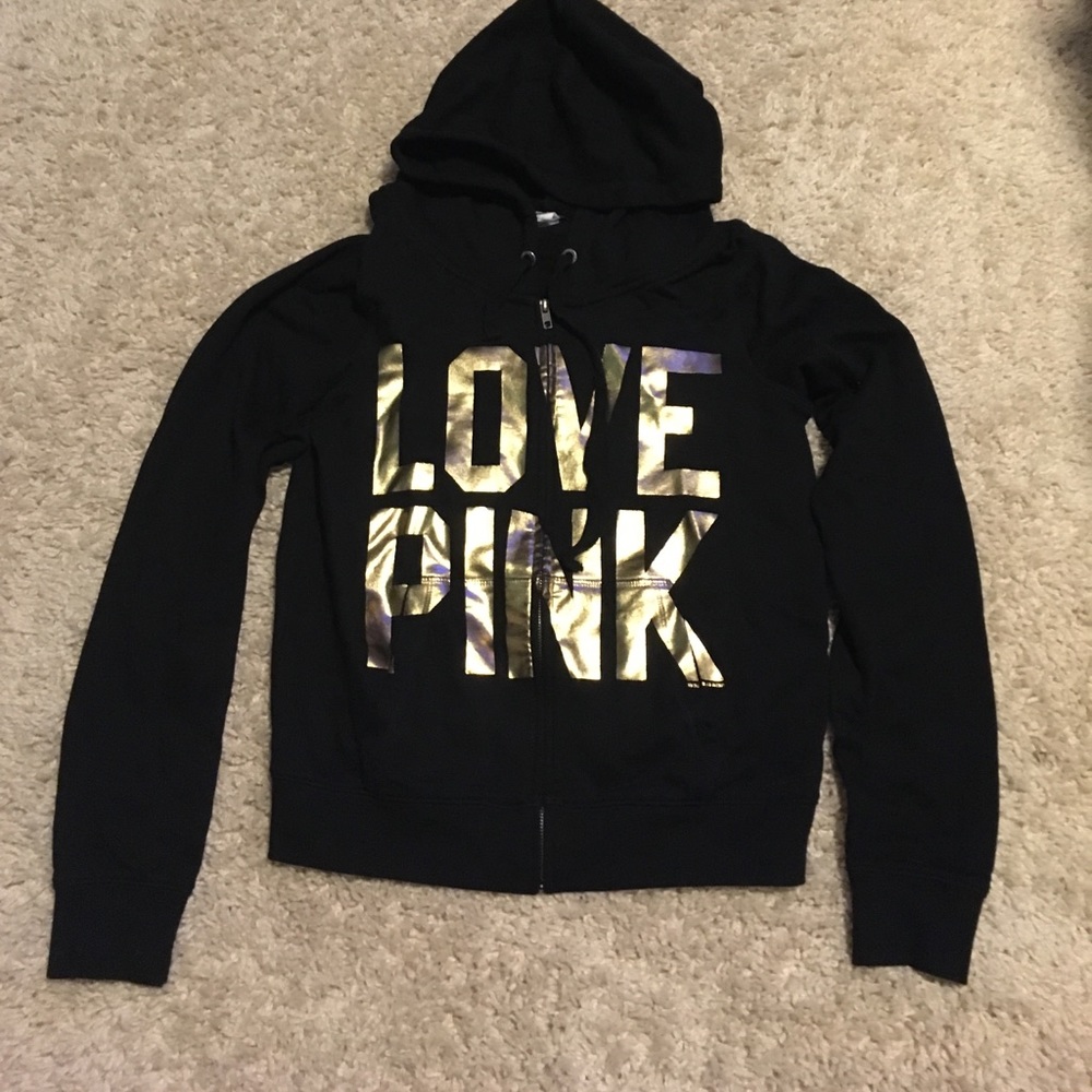 Victoria's Secret black zip up hoodie size Large