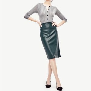green faux leather pencil skirt 