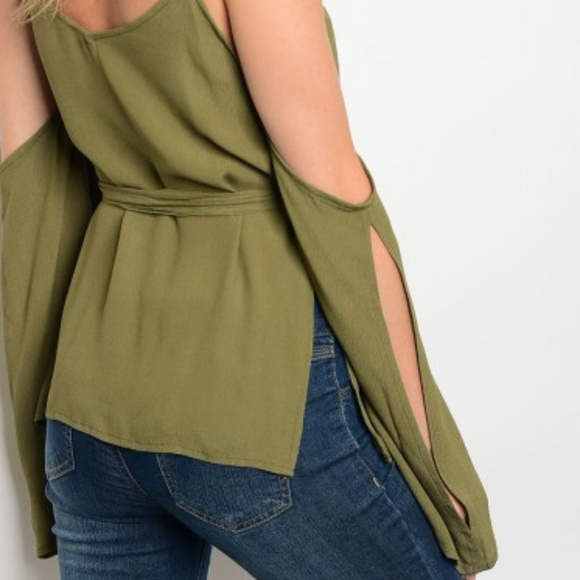 🔴LAST 1🔴 SEXY OLIVE GREEN TOP - Picture 3 of 4