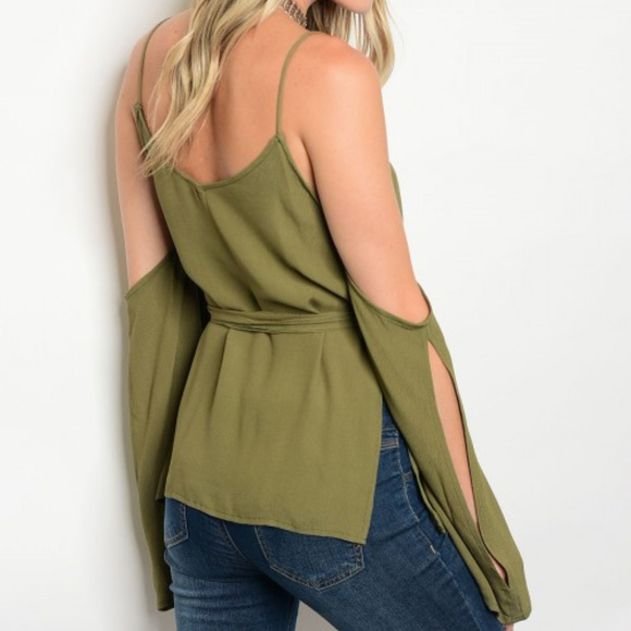 🔴LAST 1🔴 SEXY OLIVE GREEN TOP - Picture 2 of 4