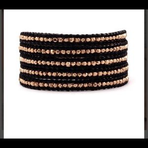 Chan Luu rose gold black leather wrap bracelet