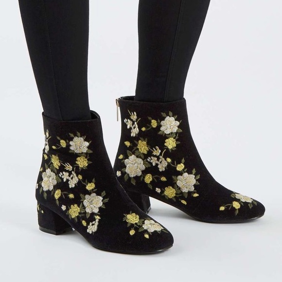 Topshop Shoes - Topshop Velour Brocade Booties
