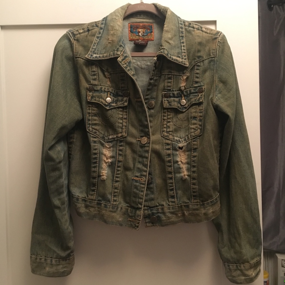 True Religion Distressed Denim Jacket