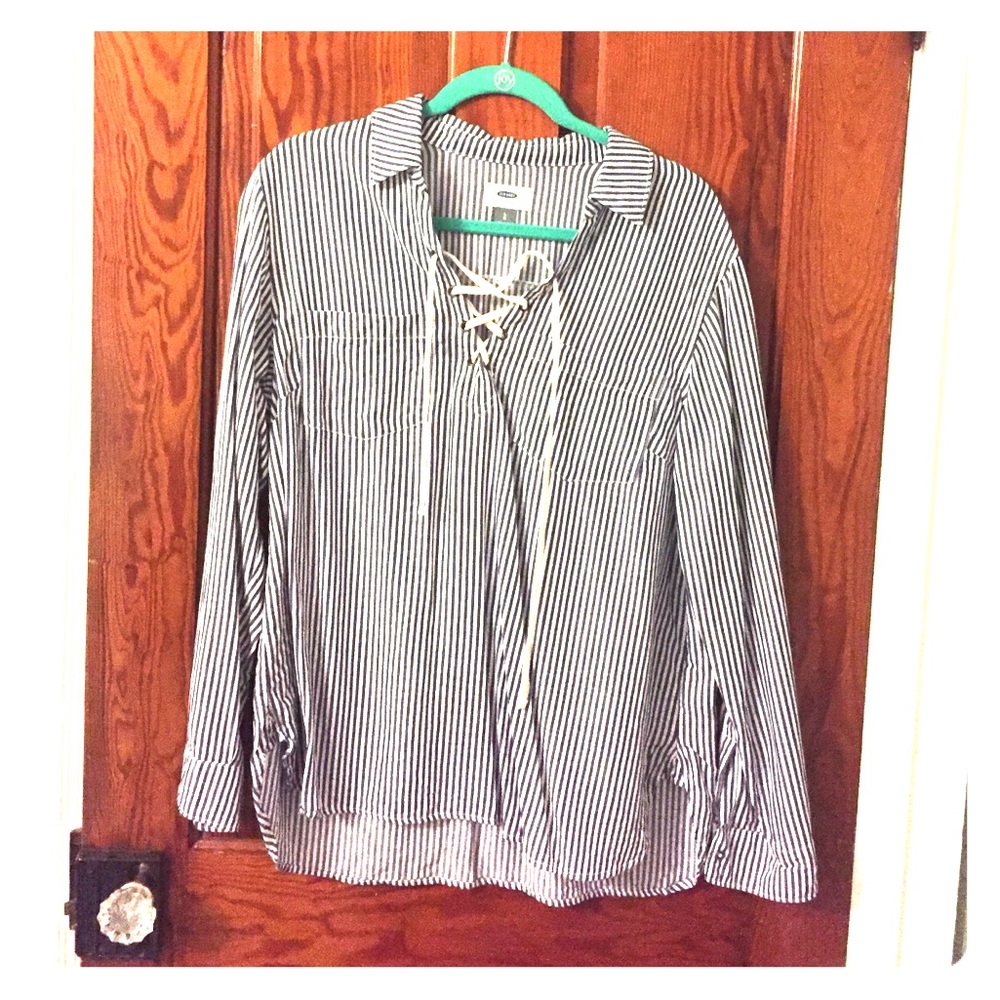 Blue and white stripe blouse