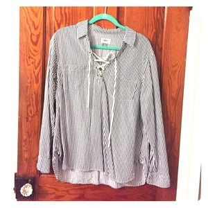 Blue and white stripe blouse