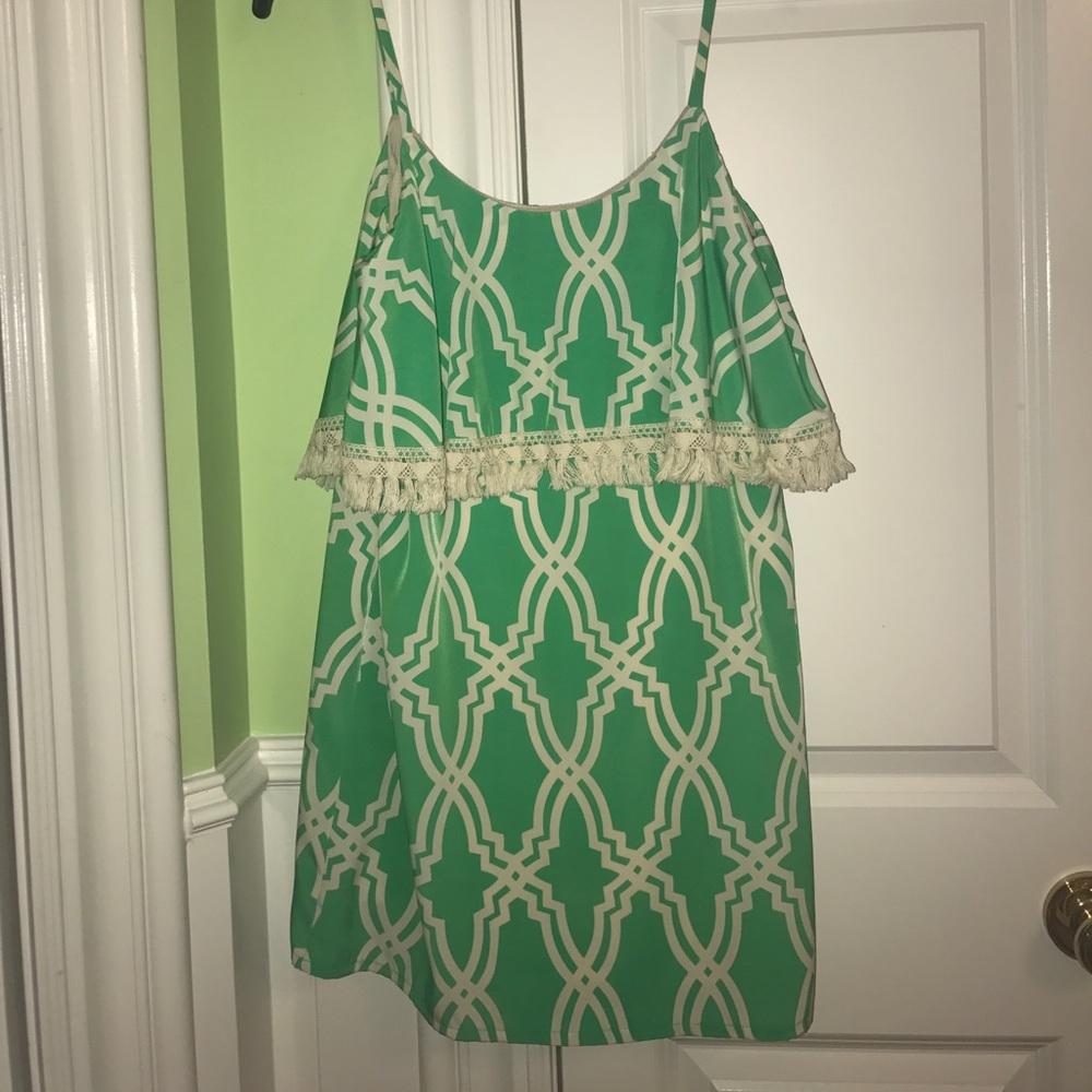 Lime green tassel dress