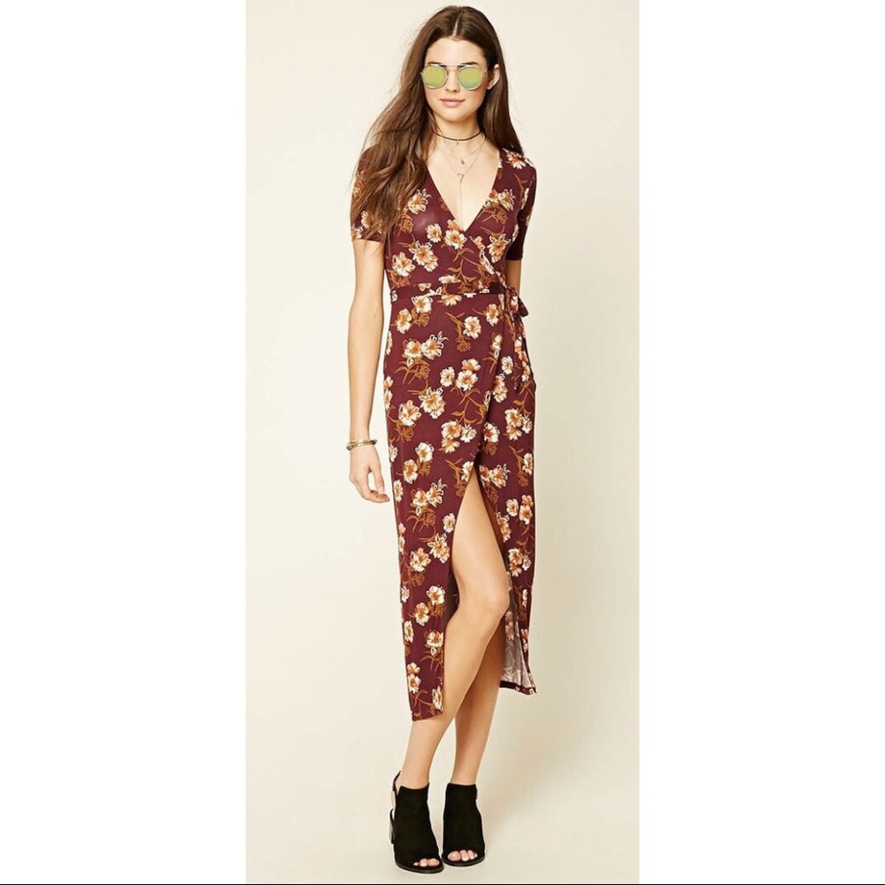 Forever 21 Floral Jersey Wrap Dress