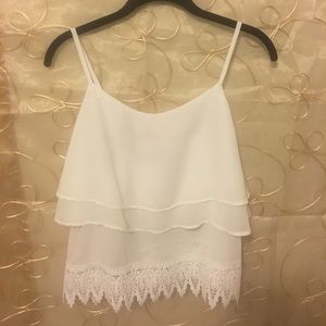 Boutique white lace tank - size L - like new