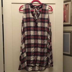 BeBop Plaid Tie-Neck Swing Dress