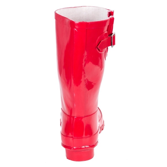 Women Mid Rise 11" Red Rubber Rain Boots RB-1502 - Picture 3 of 4