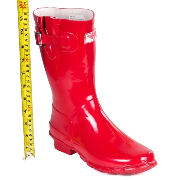 Women Mid Rise 11" Red Rubber Rain Boots RB-1502 - Picture 4 of 4