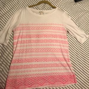 J. Crew embroidered hot pink shirt