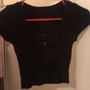 Black button up crop top!