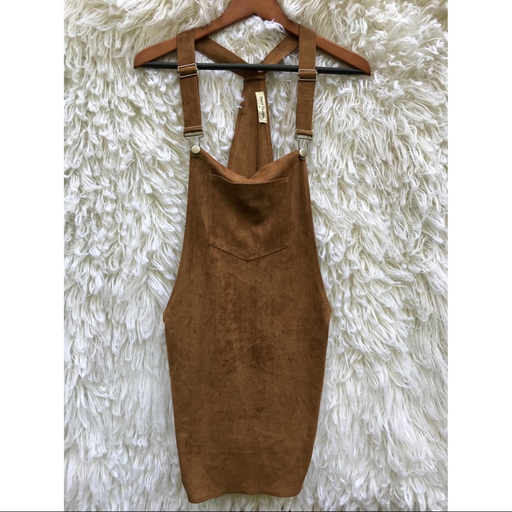 Suede overall dress