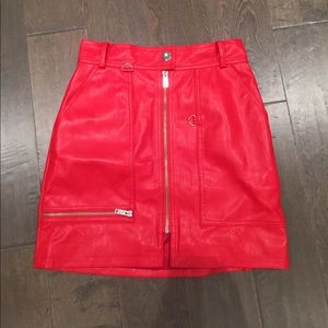 Red Leather Mini Skirt
