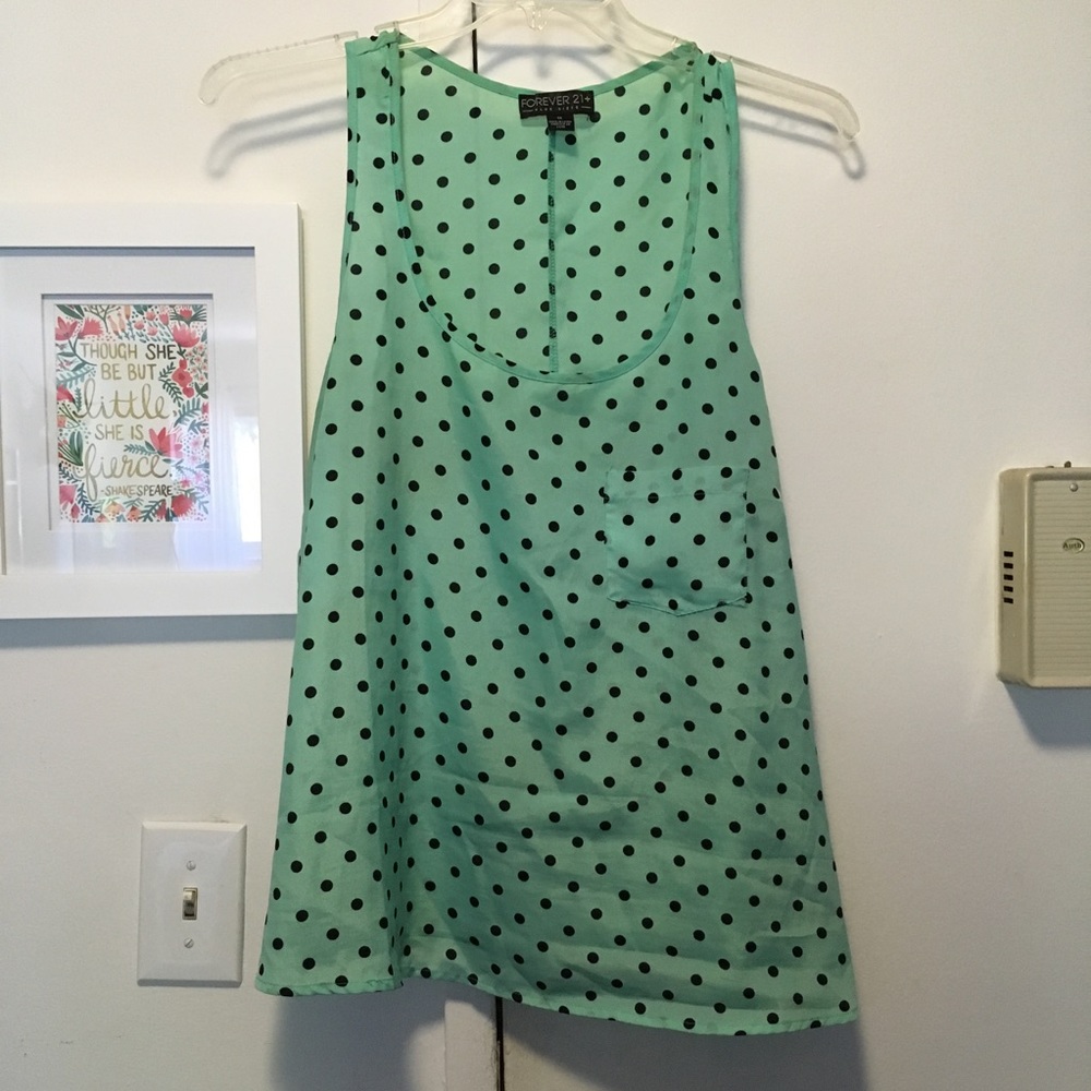 Mint Polka Dot Sleeveless Top