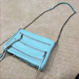 Rebecca Minkoff 3 zip rocker crossbody in mint