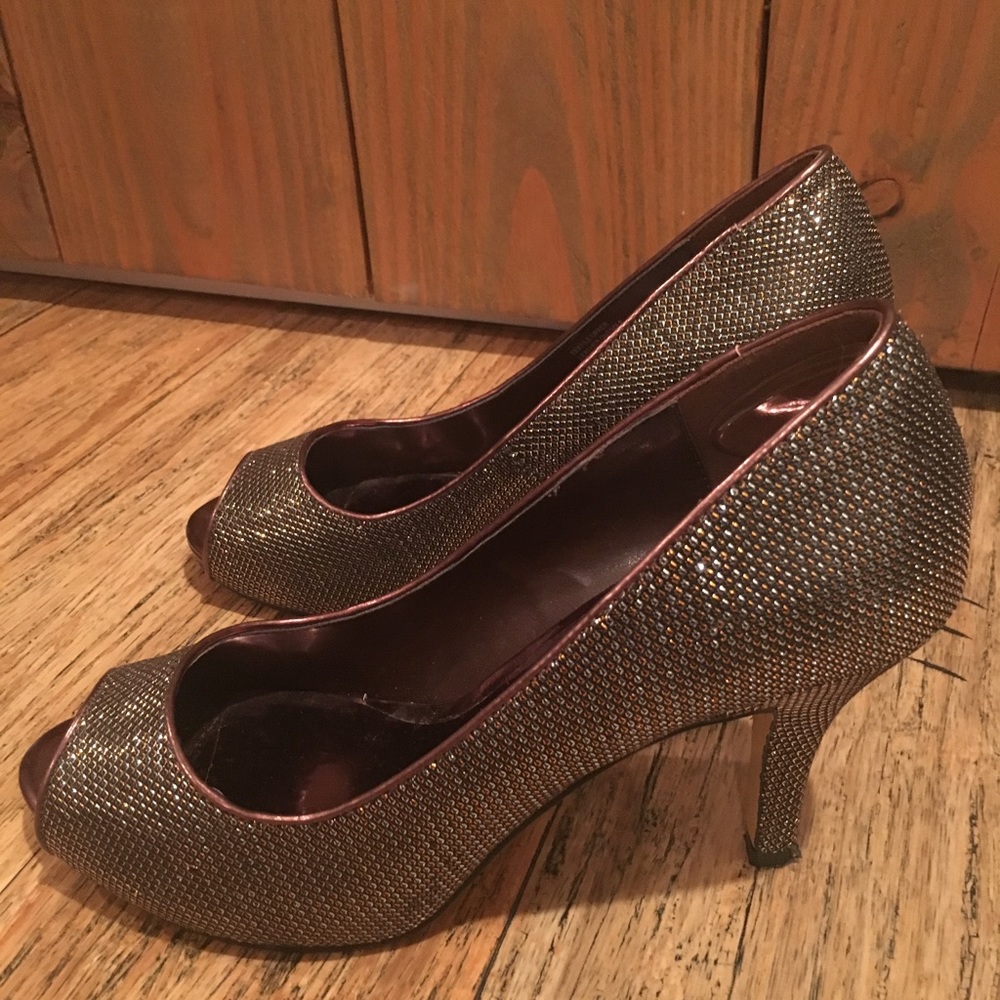 Bronze Sparkly Heels 8 1/2