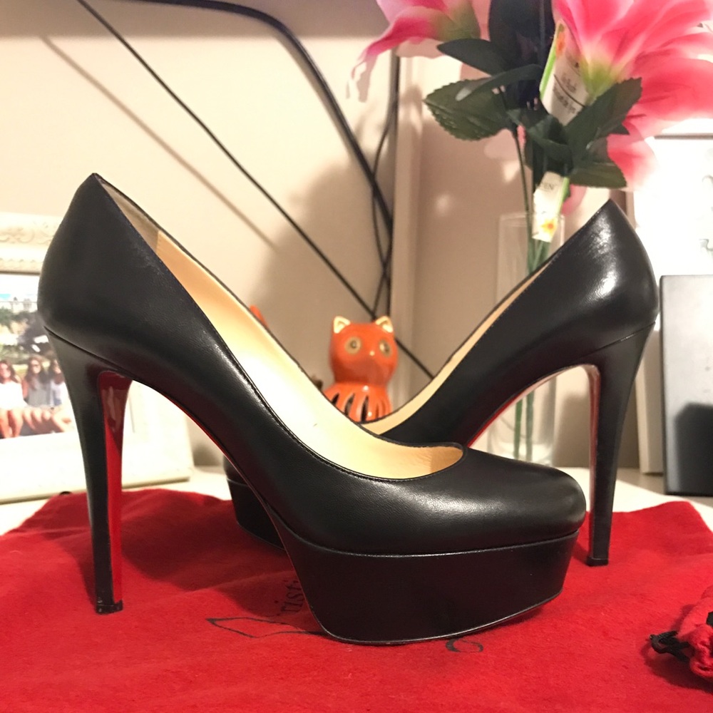 Christian Louboutin Black Leather Bianca Heels
