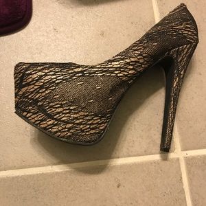 Gold & Black Platform High Heels