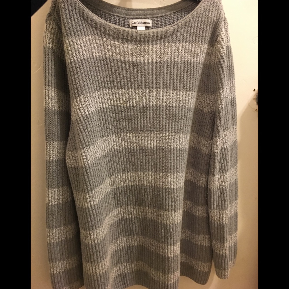 A striped knit sweater