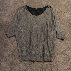 Gray sweater with black lace