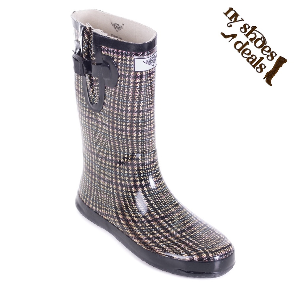 Women's Short Dreamy Weave Rain Boots, Booties Wellies Rainboots - Picture 1 of 2