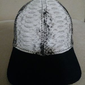 Handmade Python&Black Leather Backpack w/Hat